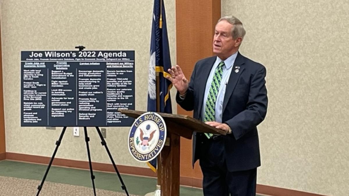 Congressman Joe Wilson at the West Columbia stop of the 2022 Legislative Agenda Press Tour.