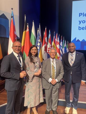 Congressman Wilson joins Tobias Winkler of Germany, the Rapporteur of the First Committee, Jevrosima Pejovic of Montenegro, the Deputy Chairman, and U.S. Congressman Marc Veasey (D-TX), the outgoing Chairman of the First Committee.